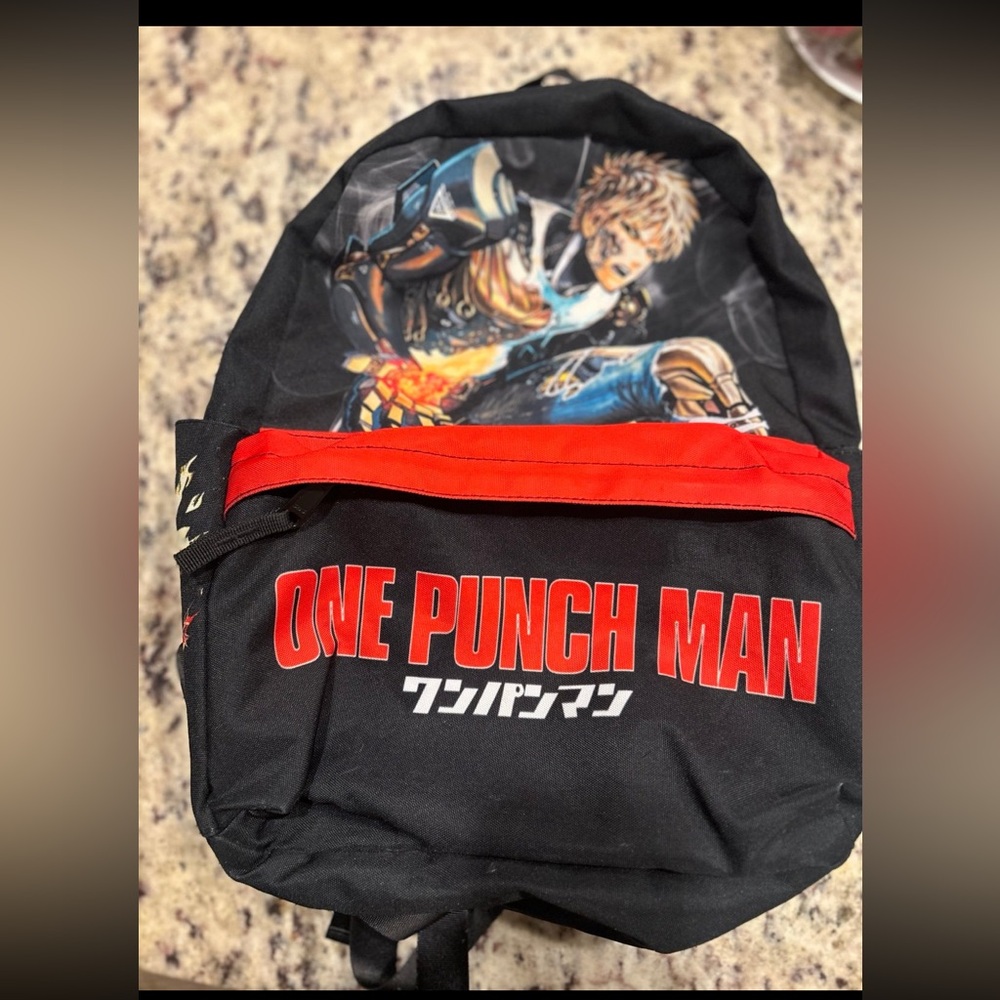 Black and Red Backpack One Punch Man